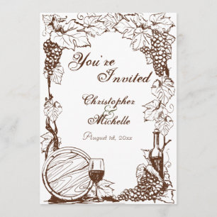 Vineyard Winery Sketch Frame Wedding Invitation