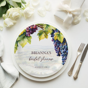 Vineyard winery summer bridal shower printed paper plate