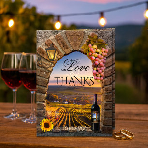 Vineyard Winery Wedding Photo Thank You Card