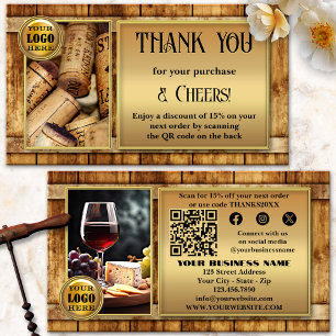 Vineyard Winery Wine Seller Photo Thank You Business Card