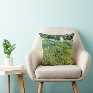 Vineyards with View of Auvers by Vincent van Gogh Cushion