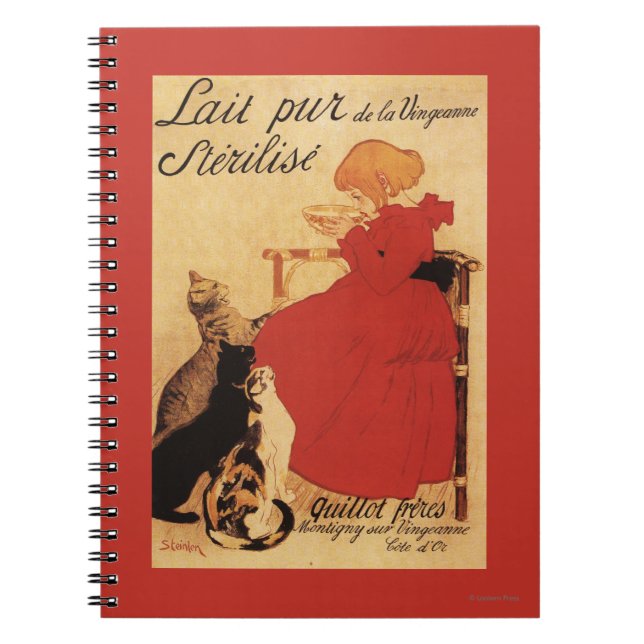 Vingeanne Milk Girl with Cats Spiral Notebook (Front)