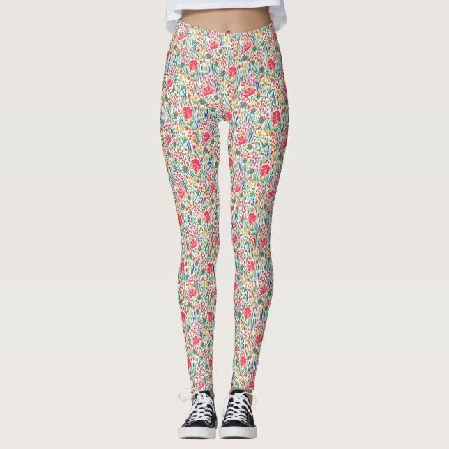 Vingtage Summer Wildflowers Meadow Leggings (Front)