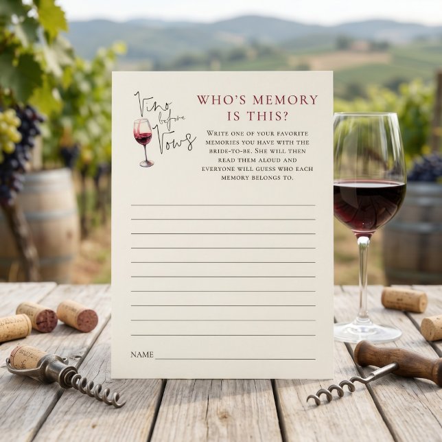 Vino Befor Vows Memory Game Bridal Shower card (Creator Uploaded)
