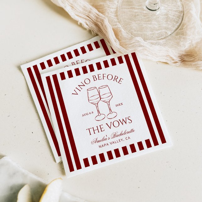 Vino Before the Vows Bachelorette Weekend Napkin (Creator Uploaded)