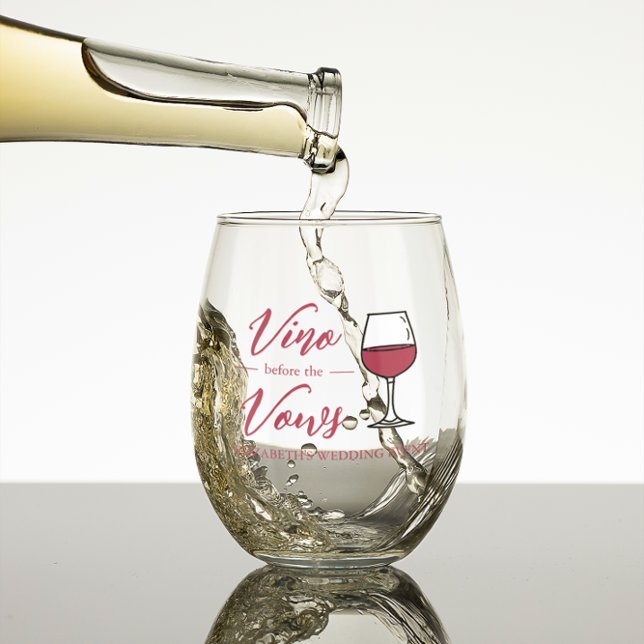 Vino Before The Vows Bridal Shower/Bachelorette Stemless Wine Glass (Creator Uploaded)