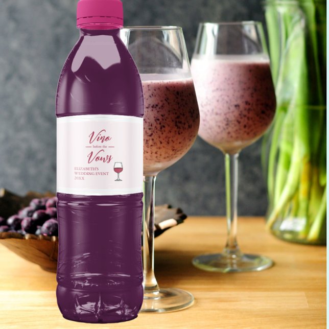Vino Before The Vows Bridal Shower/Bachelorette Water Bottle Label (Creator Uploaded)