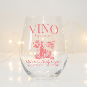 Vino Before Vows Bach Custom Winery Bachelorette Stemless Wine Glass