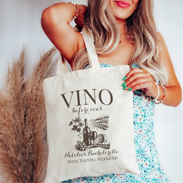 Vino Before Vows Bach Custom Winery Bachelorette Tote Bag (Creator Uploaded)