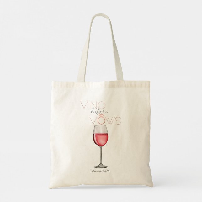 Vino Before Vows Bachelorette / Bridal Party Tote (Back)