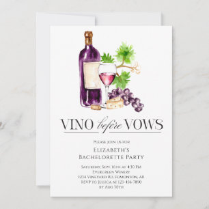 Vino Before Vows Bachelorette Party Wine  Invitation