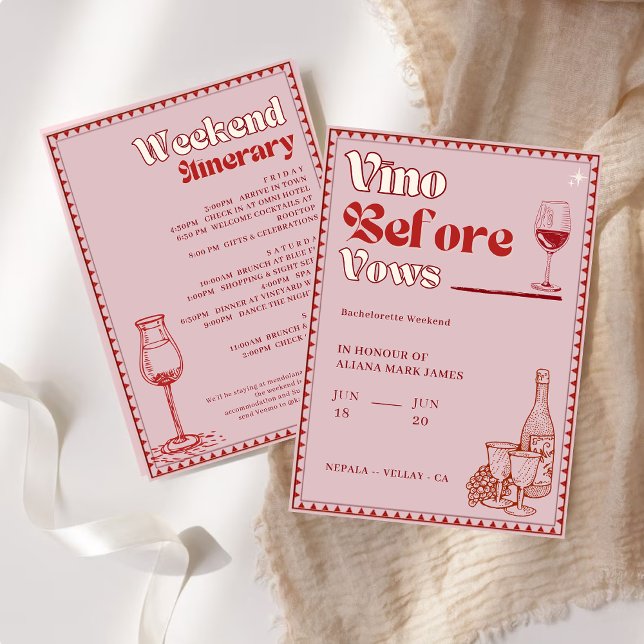  Vino Before Vows Bachelorette Weekend Itinerary Invitation (Creator Uploaded)