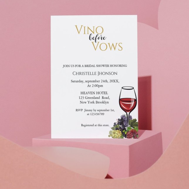Vino before vows bridal shower invitation (Creator Uploaded)