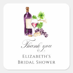 Vino Before Vows Bridal Shower Wine Thank you Square Sticker