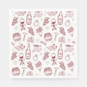 Vino Before Vows Burgundy Bridal Shower Napkin