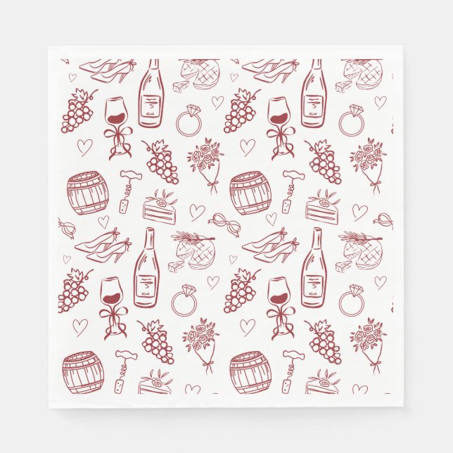 Vino Before Vows Burgundy Bridal Shower Napkin (Front)