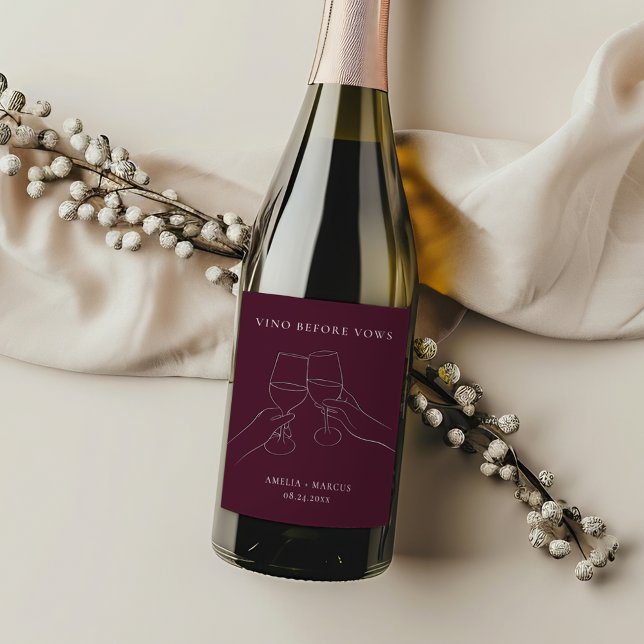 Vino Before Vows Chic Wine Bridal Shower Label (Creator Uploaded)