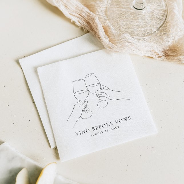 Vino Before Vows Chic Wine Bridal Shower Napkin (Creator Uploaded)
