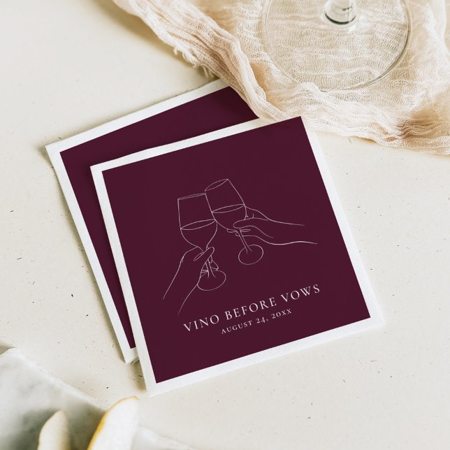 Vino Before Vows Chic Wine Bridal Shower Napkin (Creator Uploaded)