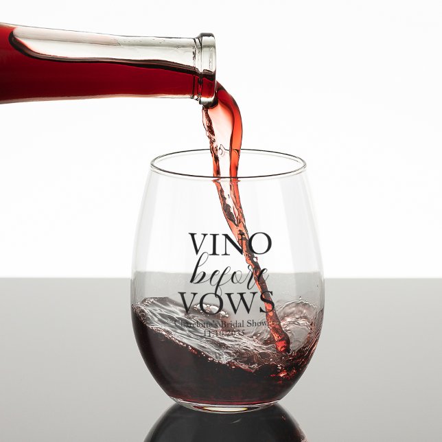Vino Before Vows Custom Bridal Shower Stemless Wine Glass (Vino Before Vows Custom Bridal Shower Stemless Wine Glass
)