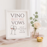 Vino Before Vows Doodle Favor Sign Bridal Shower