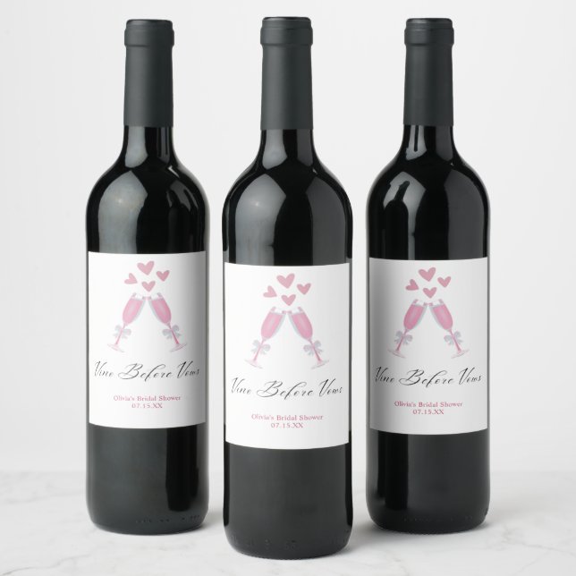 Vino Before Vows Elegant Winery Bridal Shower  Wine Label (Bottles)