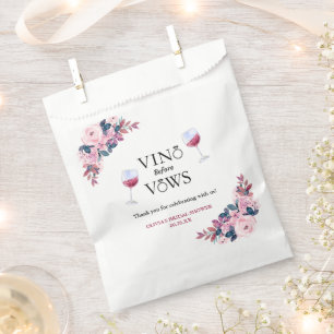 Vino Before Vows Floral Bridal Shower Favour Bags