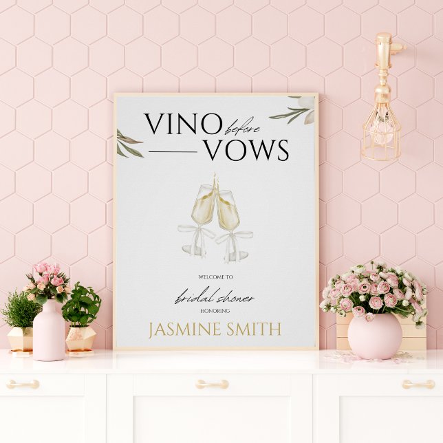Vino before Vows Floral Bridal Shower Welcome Sign (Creator Uploaded)
