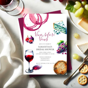 Vino Before Vows Hand Drawn Bridal Shower Invitation