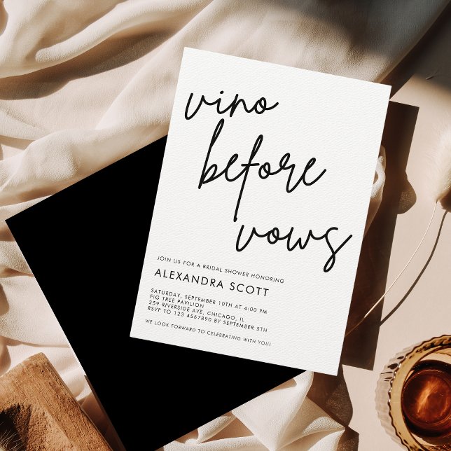 Vino before Vows Minimalist Modern Bridal Shower Invitation (Creator Uploaded)