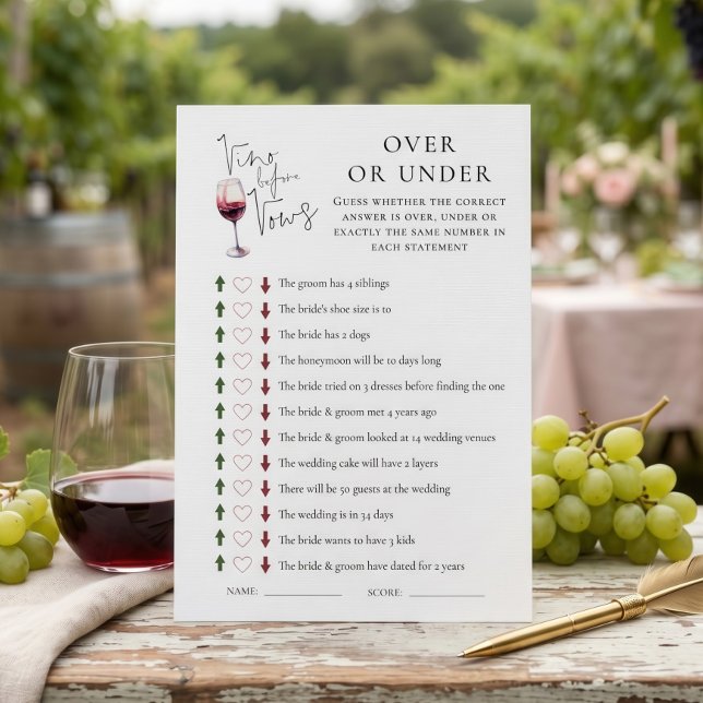 Vino Before Vows Over Under Bridal Shower card (Creator Uploaded)