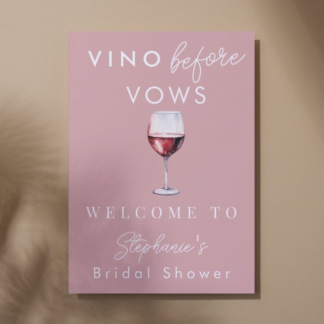 Vino Before Vows Pink Bridal Shower Welcome Poster (Creator Uploaded)