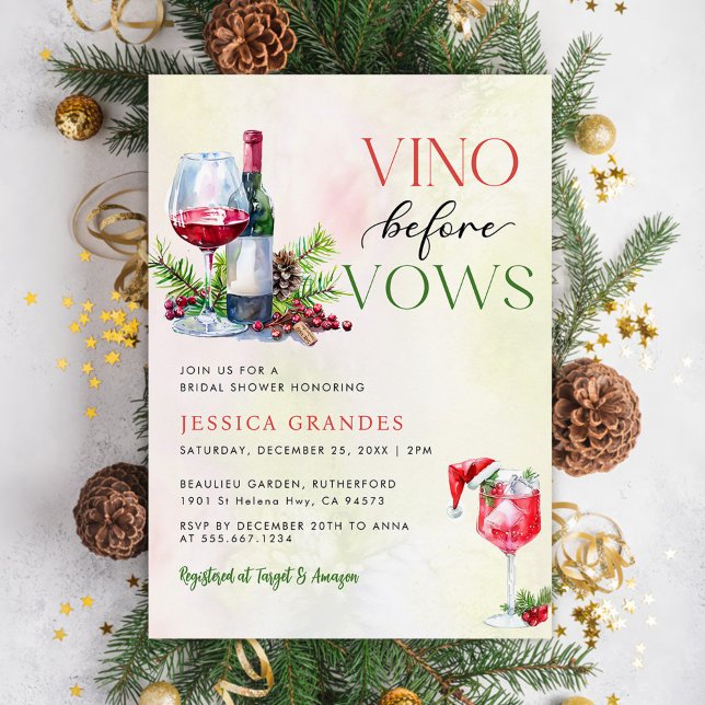 Vino Before Vows Pink Wine Theme Bridal Shower Invitation (Creator Uploaded)