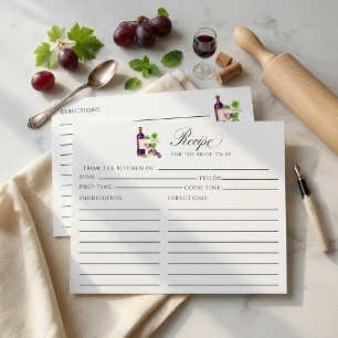 Vino Before Vows Recipe Card Bridal Shower Insert