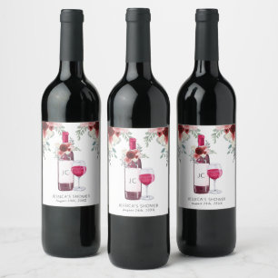 Vino Before Vows Red Wine Bridal Shower Gift Tags Label