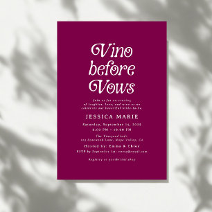 Vino Before Vows Retro Wine Bridal Shower Invitation