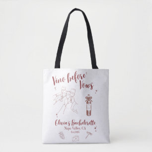 Vino Before Vows Sign Tote Bag