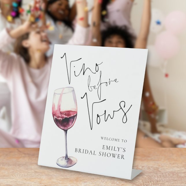 Vino Before Vows Welcome to Bridal Shower Pedestal Sign (Creator Uploaded)