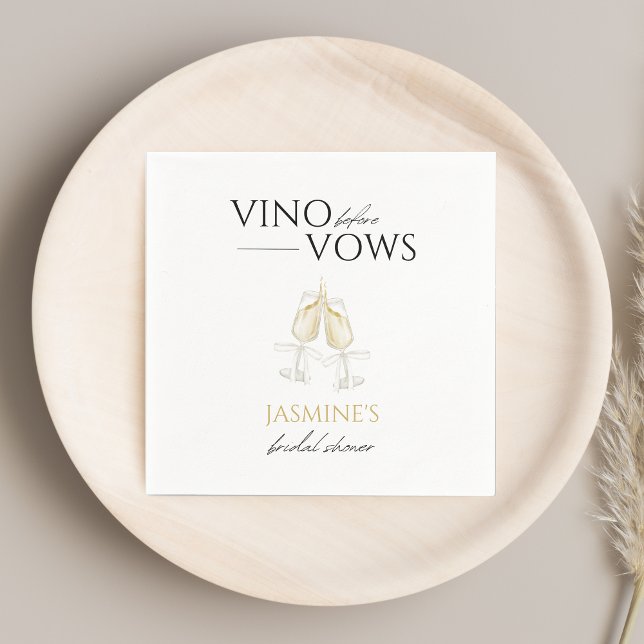 Vino before Vows White Floral Bridal Shower Napkin (Creator Uploaded)