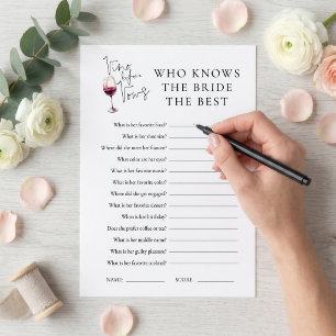 Vino Before Vows Who Knows Game Bridal Shower card