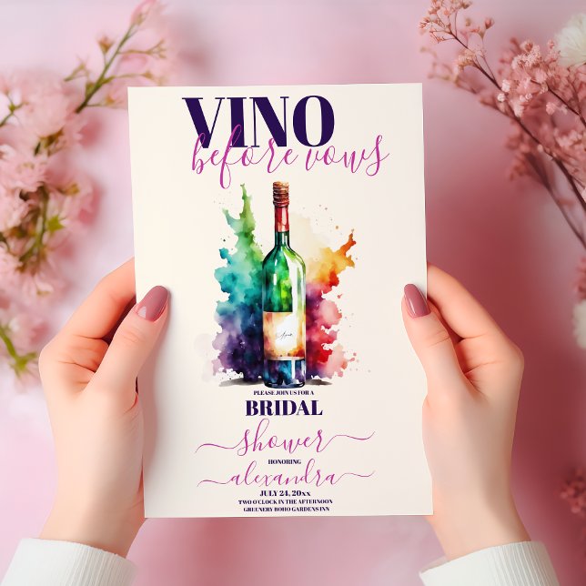 Vino Before Vows Wine Bridal Shower Burgundy Invitation (Creator Uploaded)