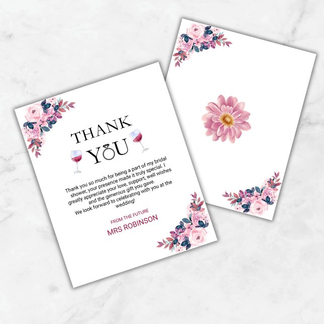 Vino Before Vows Wine Bridal Shower Thank You Card (Budget Vino Before Vows Wine Bridal Shower Thank You Card )