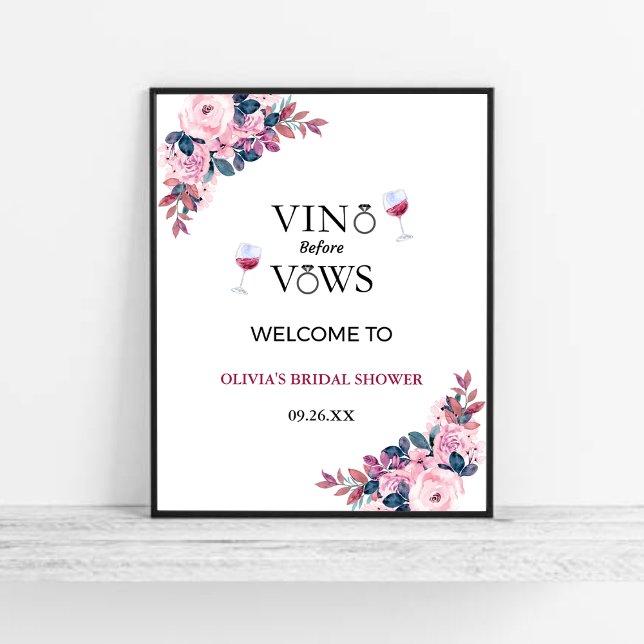 Vino Before Vows Wine Bridal Shower Welcome Sign  (Vino Before Vows Wine Bridal Shower Welcome Sign )