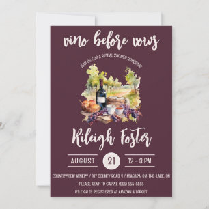 Vino Before Vows, Wine, Picnic, Bridal Shower Invitation