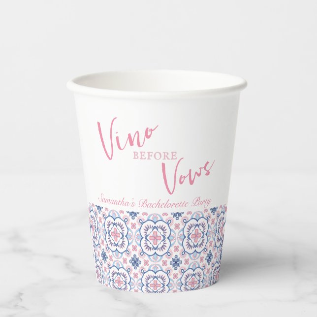 Vino Before Vows Wine Tasting Bachelorette  Paper Cups (Front)