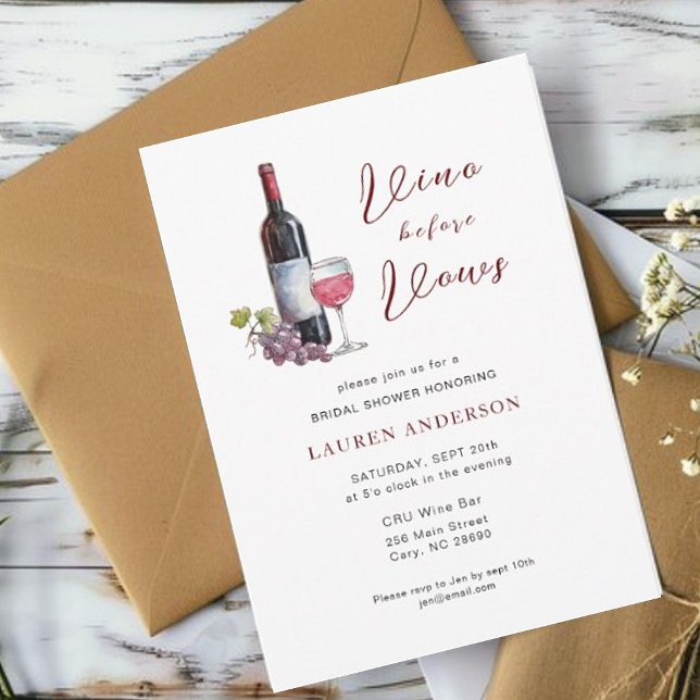 Vino before Vows Wine tasting Bridal Shower Invitation (Creator Uploaded)