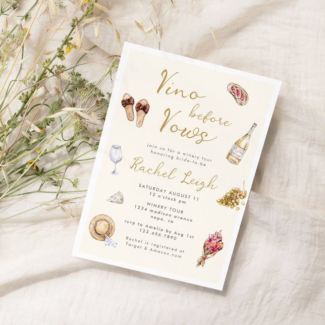 Vino Before Vows Winery Picnic Bachelorette Invita Invitation (Creator Uploaded)