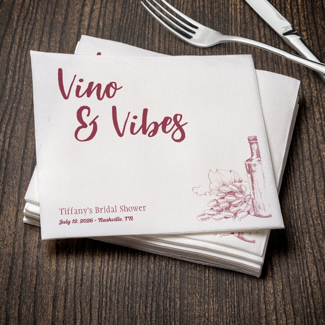 Vino & Vibes Bridal Shower Napkin (Creator Uploaded)