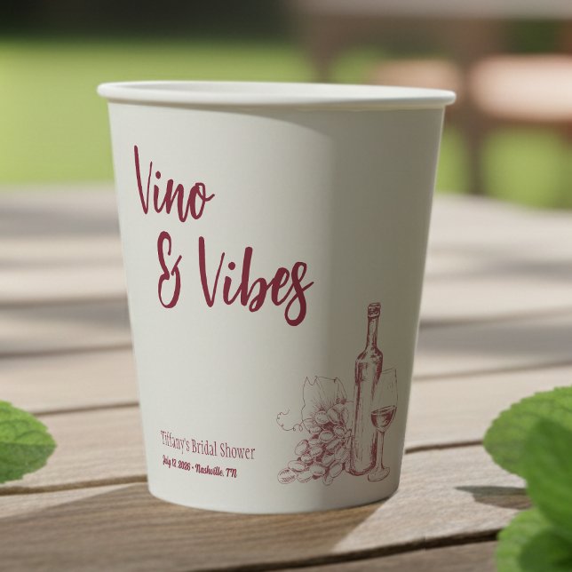 Vino & Vibes Bridal Shower Paper Cups (Creator Uploaded)