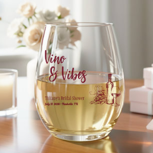 Vino & Vibes Bridal Shower Stemless Wine Glass